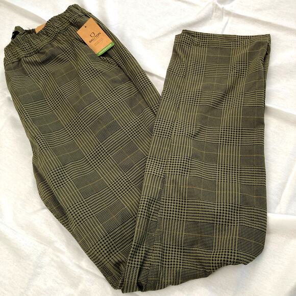 NWT Brixton Mens M Choice E-Waist Taper-X Olive Green Plaid Taper Pants Utility - Picture 1 of 13